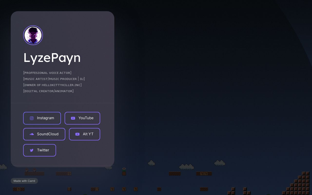 Carrd profile picture for @lyzepayn